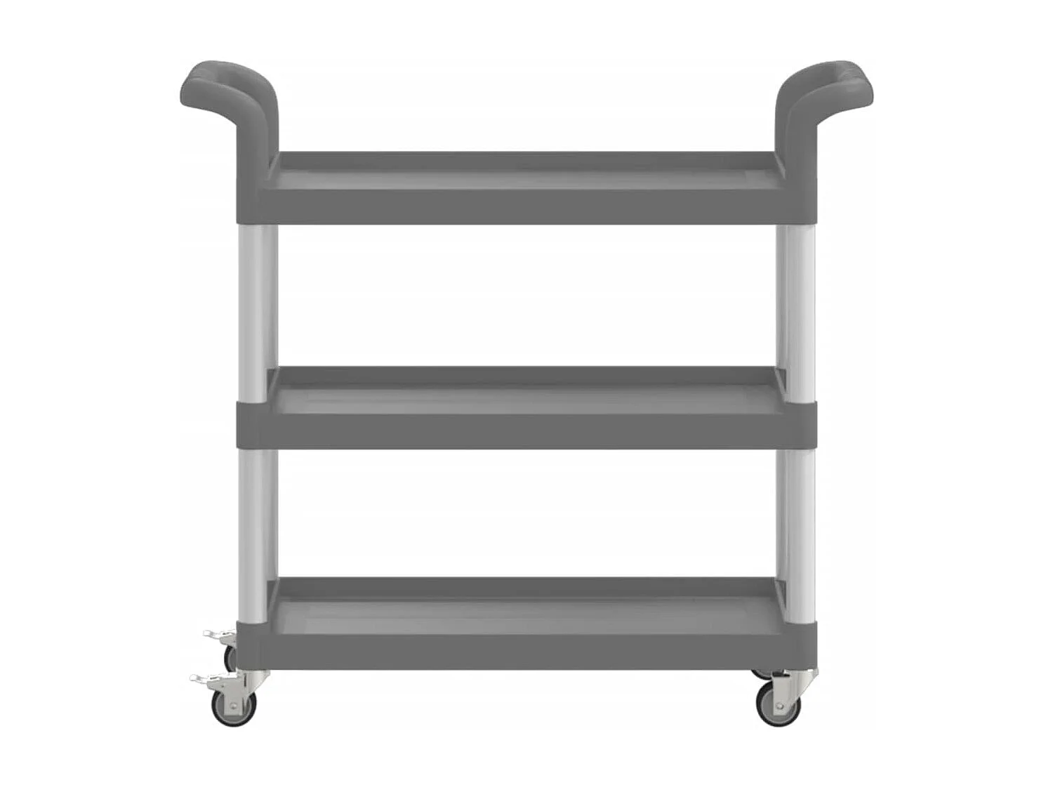 Trolley 3-laags 77x34x72 cm aluminium grijs