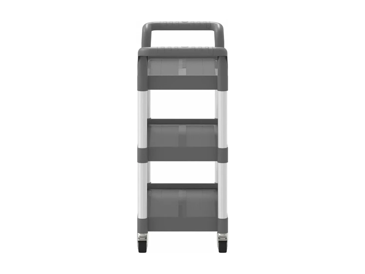 Trolley 3-laags 77x34x72 cm aluminium grijs