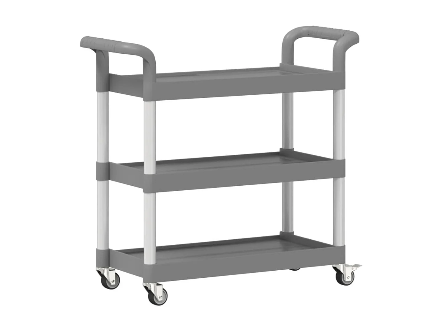 Trolley 3-laags 77x34x72 cm aluminium grijs