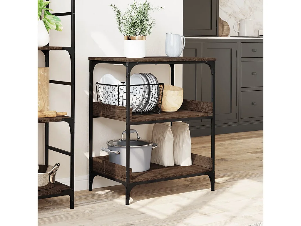 Chariot de cuisine chêne marron 60x41x80,5 cm bois d'ingénierie