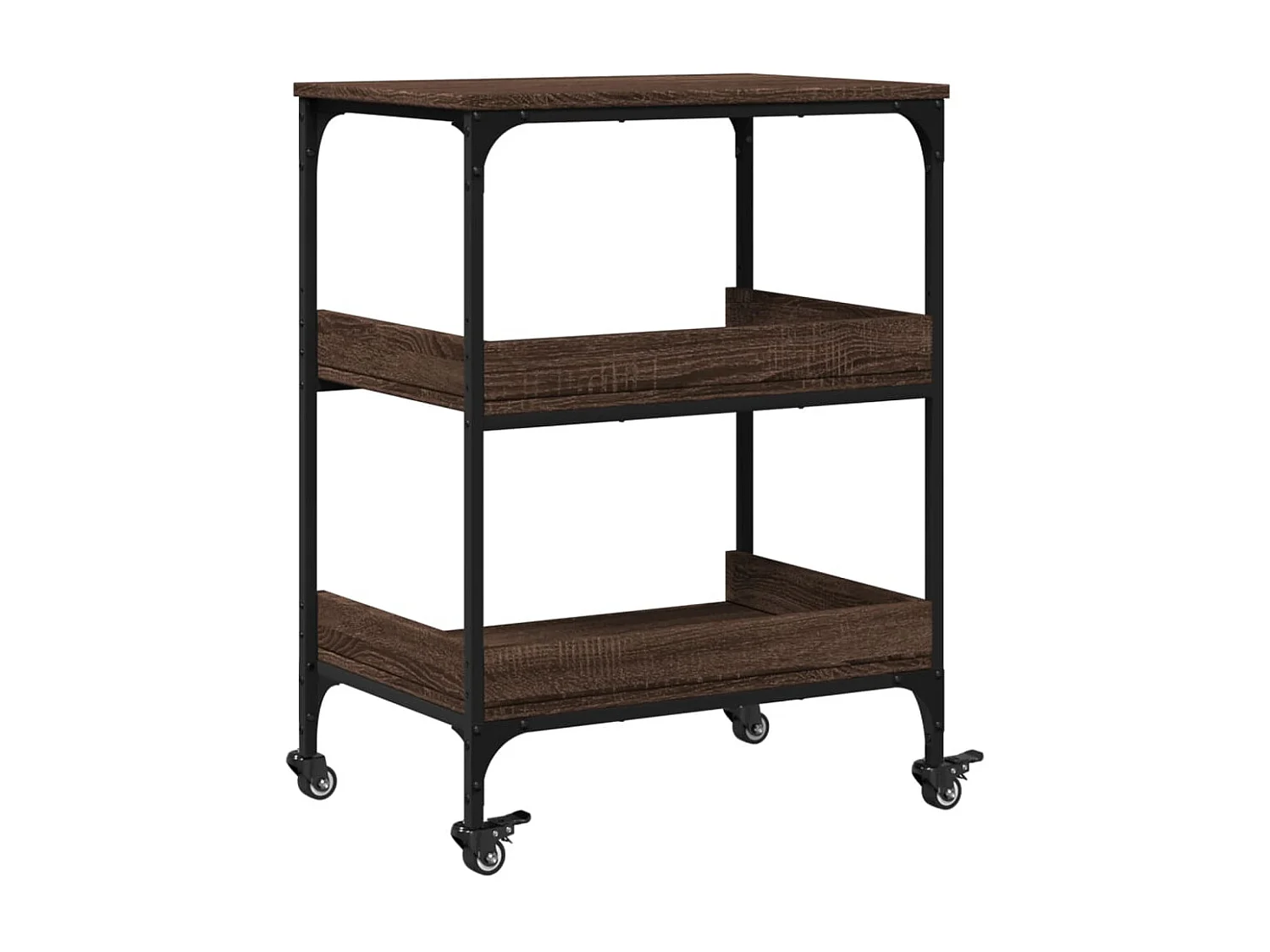 Chariot de cuisine chêne marron 60x41x80,5 cm bois d'ingénierie