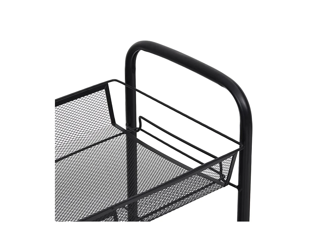 Carrello da Cucina con 4 Ripiani Nero 46x26x64 cm in Ferro