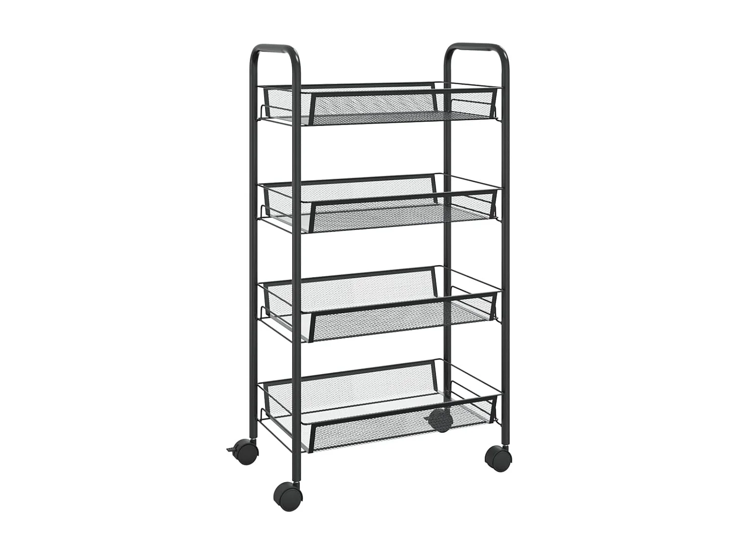 Carrello da Cucina con 4 Ripiani Nero 46x26x64 cm in Ferro