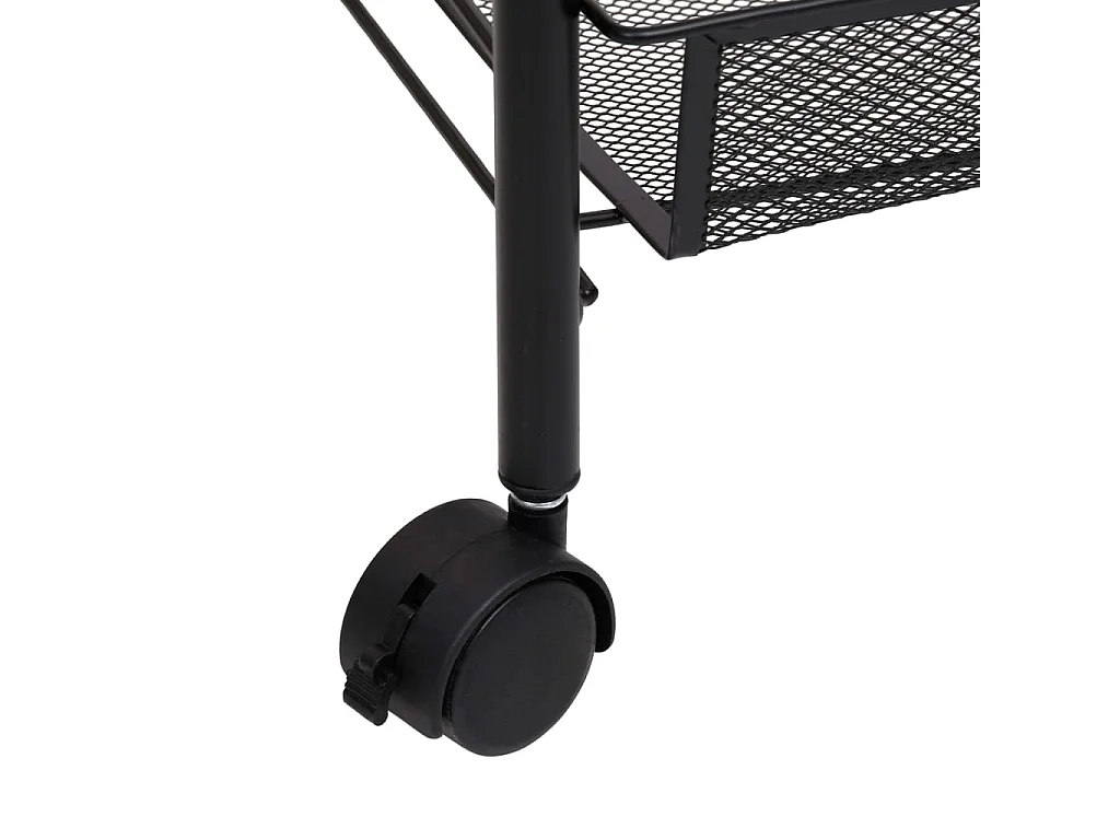 Carrello da Cucina con 4 Ripiani Nero 46x26x64 cm in Ferro