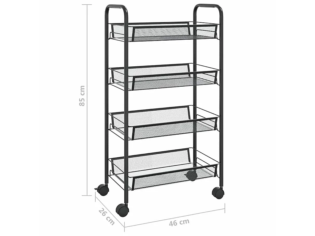 Keukentrolley 4-laags 46x26x85 cm ijzer zwart