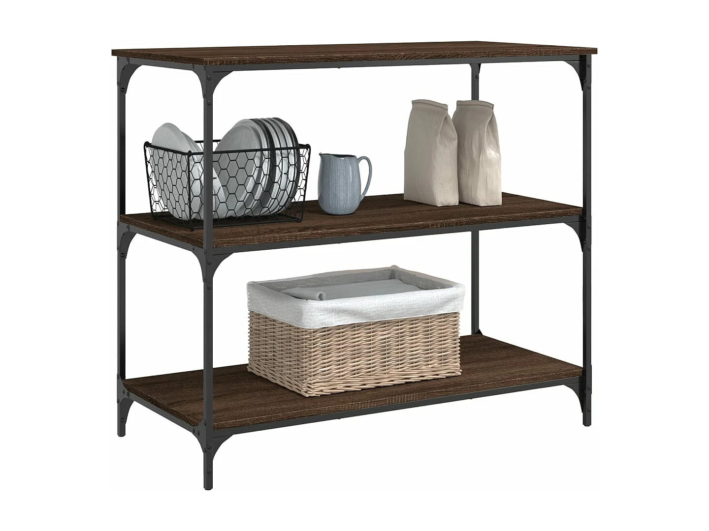 Chariot de cuisine chêne marron 102x50x95 cm bois d'ingénierie