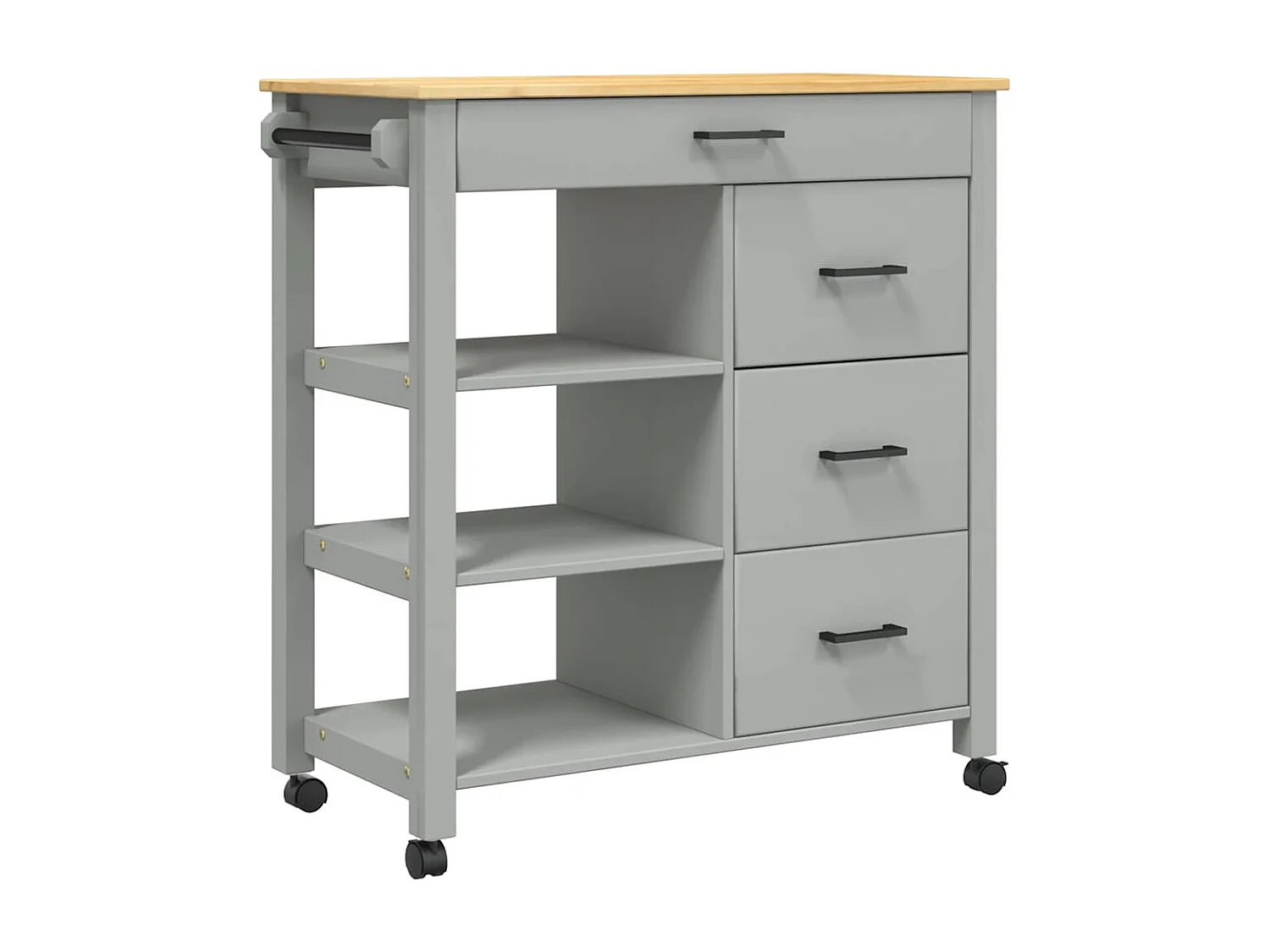 Chariot de cuisine MONZA 84x40x88,5 cm bois massif de pin