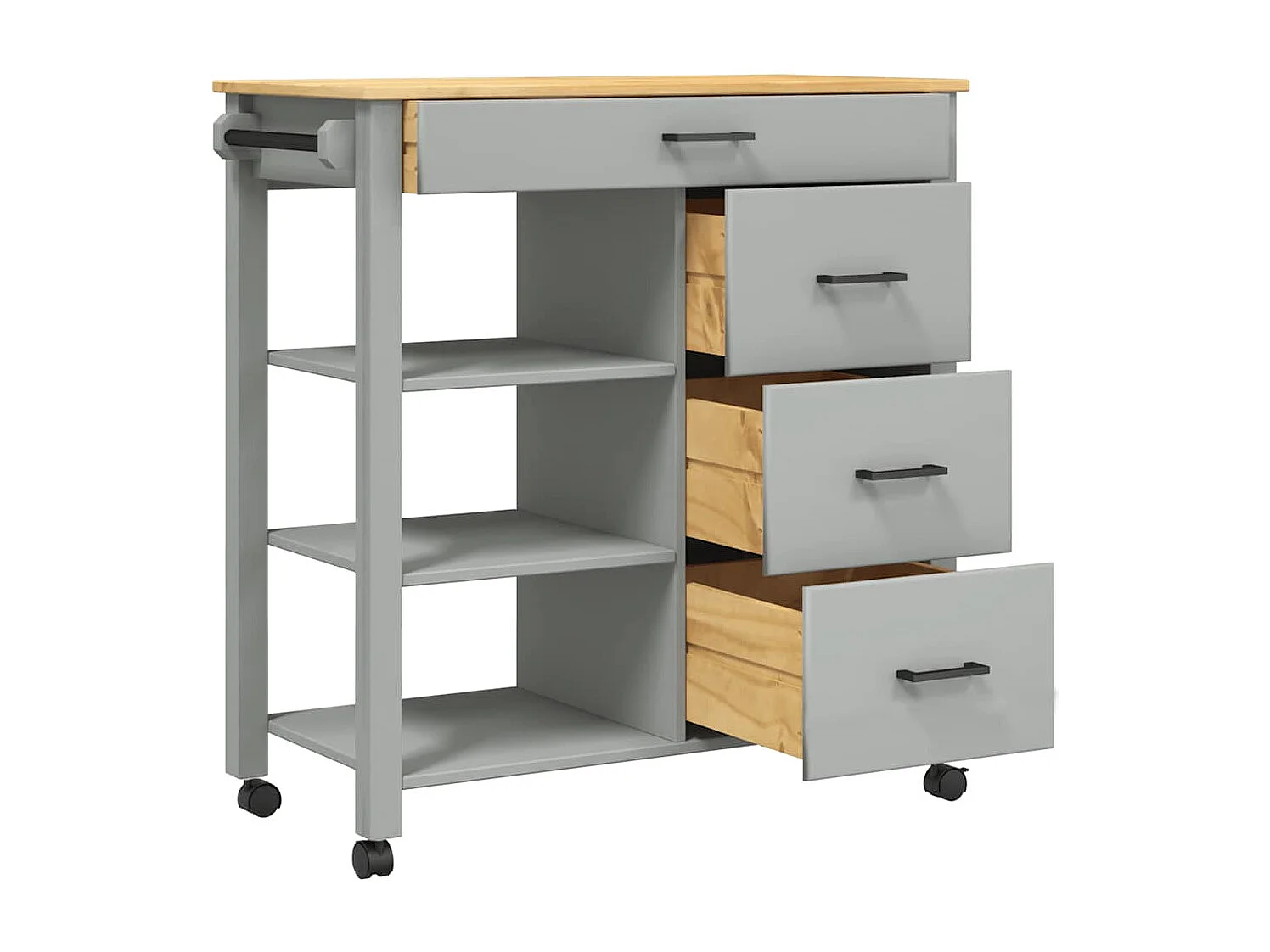 Chariot de cuisine MONZA 84x40x88,5 cm bois massif de pin