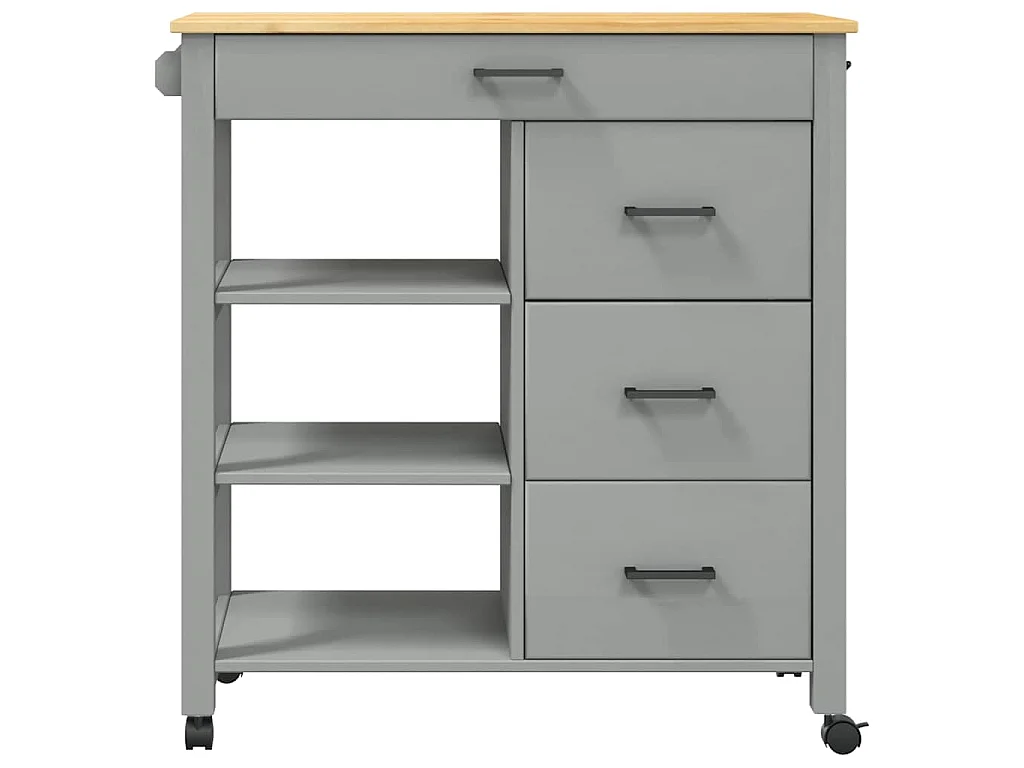 Chariot de cuisine MONZA 84x40x88,5 cm gris bois massif de pin