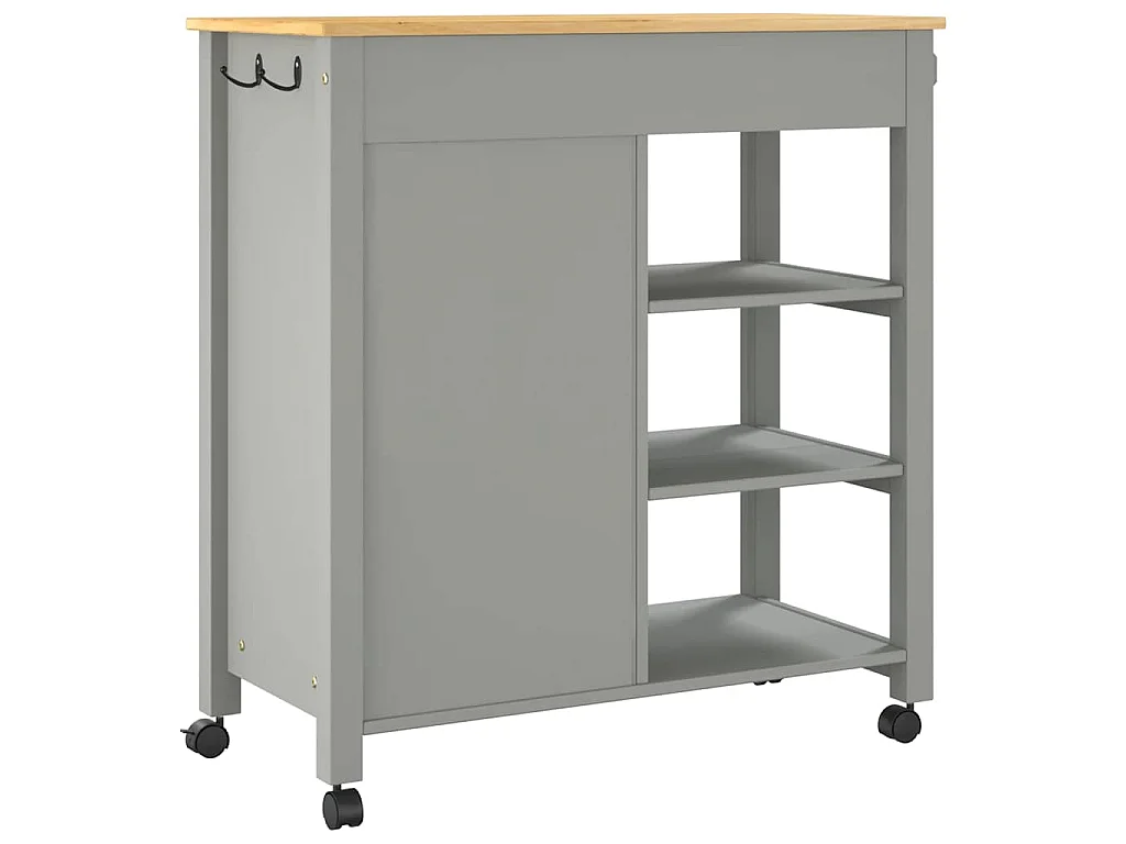Chariot de cuisine MONZA 84x40x88,5 cm gris bois massif de pin