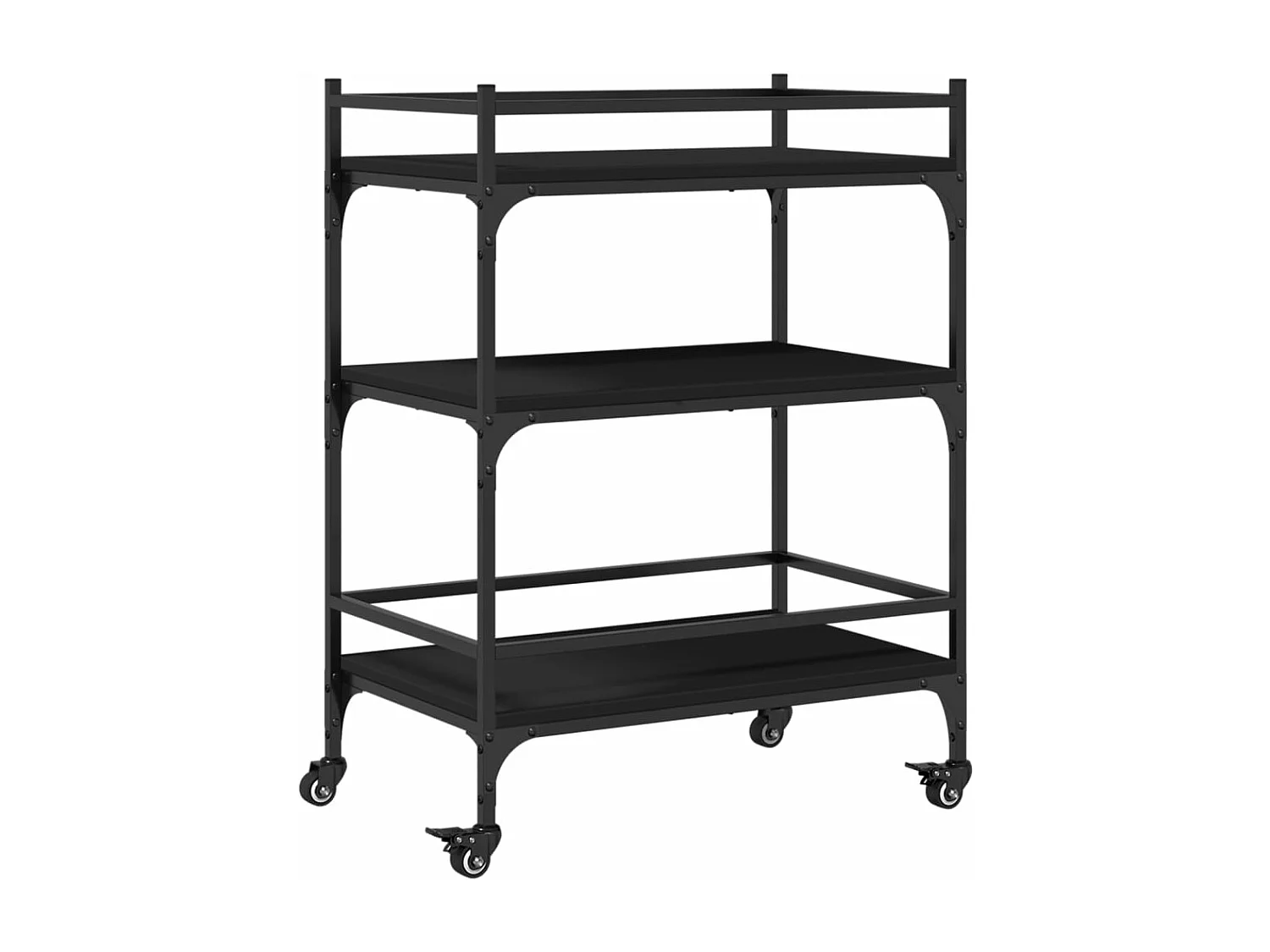 Carrito de cocina de madera de ingeniería negro 65x40x86,5 cm
