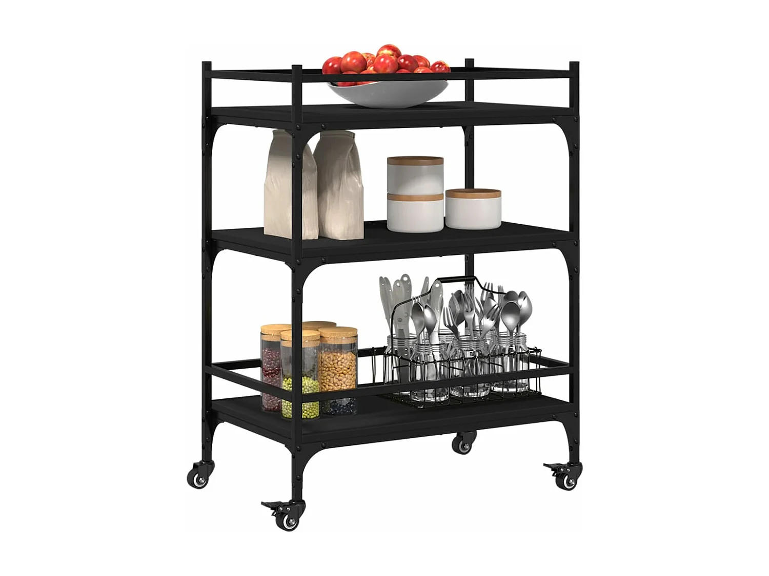 Küchenwagen Schwarz 65x40x86,5 cm Holzwerkstoff