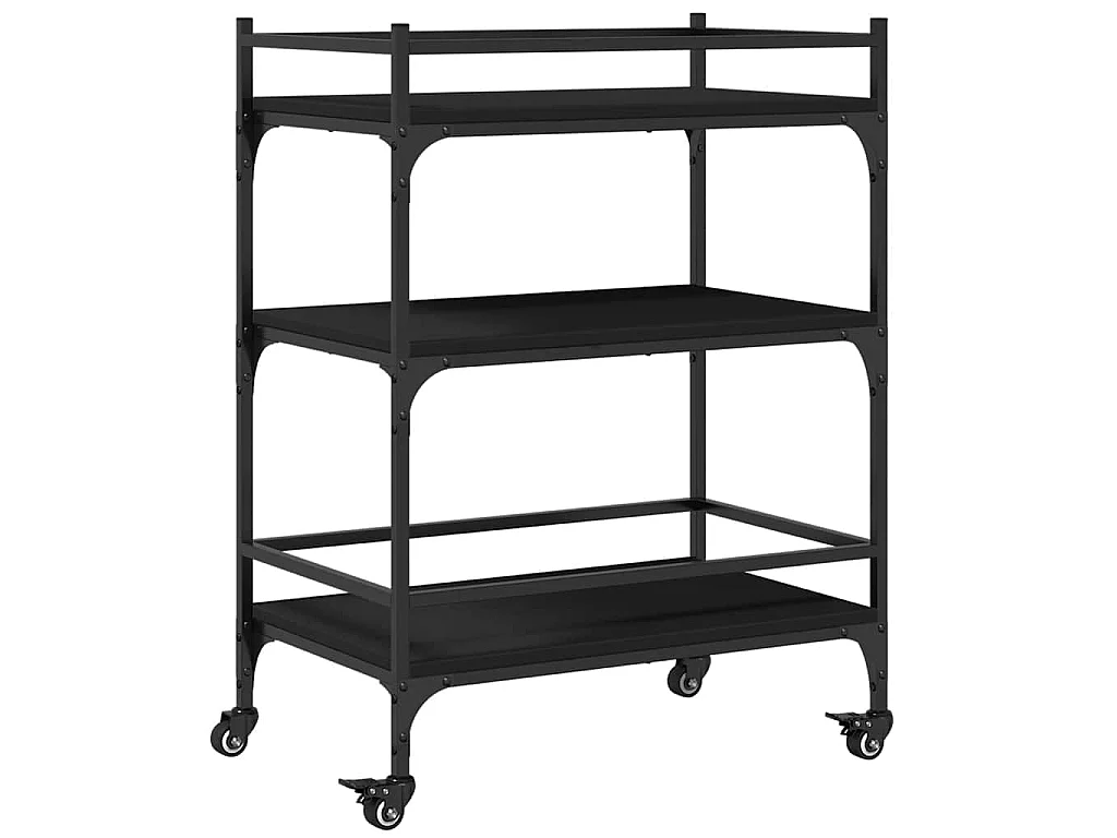 Chariot de cuisine noir 65x40x86,5 cm bois d'ingénierie