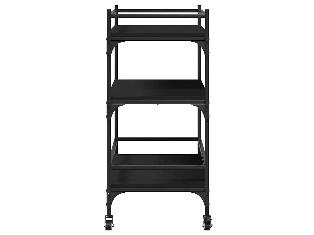 Chariot de cuisine noir 65x40x86,5 cm bois d'ingénierie