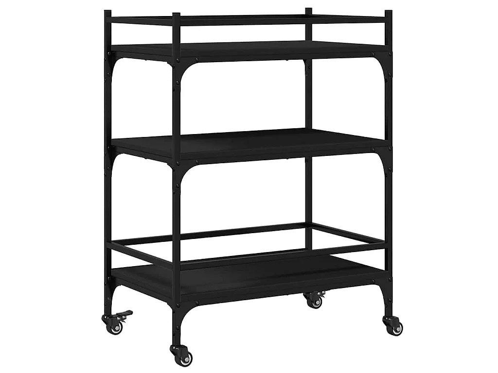 Chariot de cuisine noir 65x40x86,5 cm bois d'ingénierie