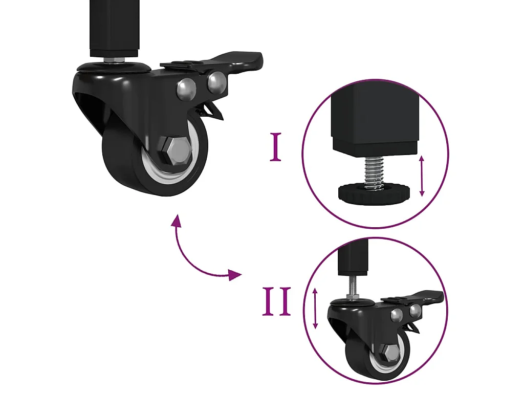 Chariot de cuisine noir 65x40x86,5 cm bois d'ingénierie