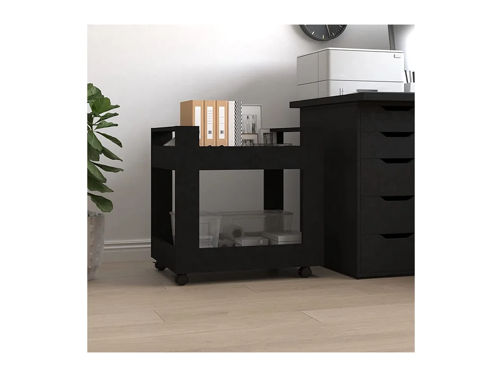 Chariot de bureau Noir 60x45x60 cm Bois d'ingénierie