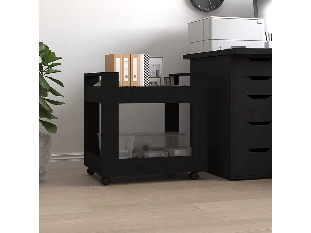 Trólei de secretária 60x45x60 cm derivados de madeira preto