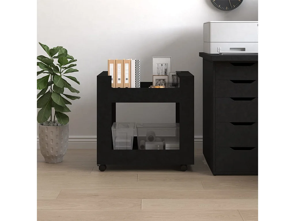 Trólei de secretária 60x45x60 cm derivados de madeira preto