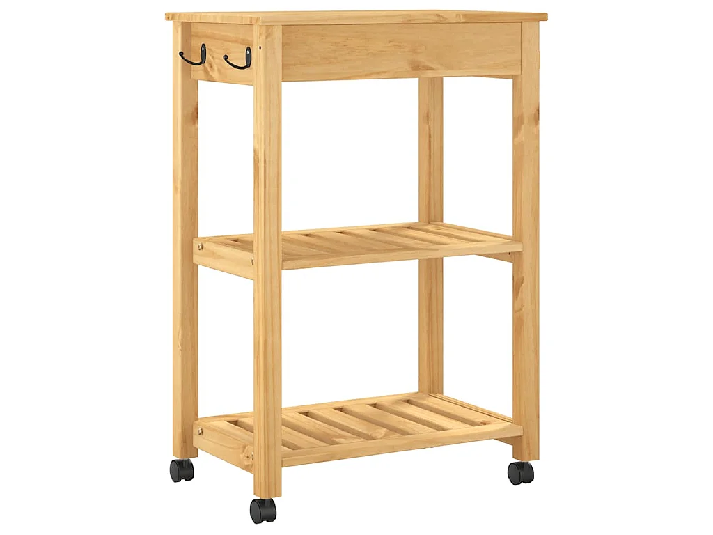Chariot de cuisine MONZA 60x40x88,5 cm bois massif de pin
