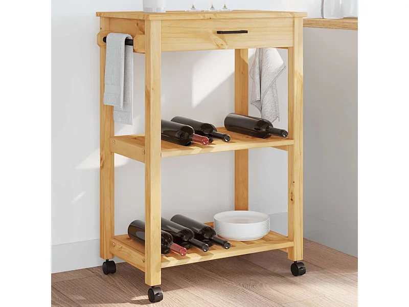 Chariot de cuisine MONZA 60x40x88,5 cm bois massif de pin