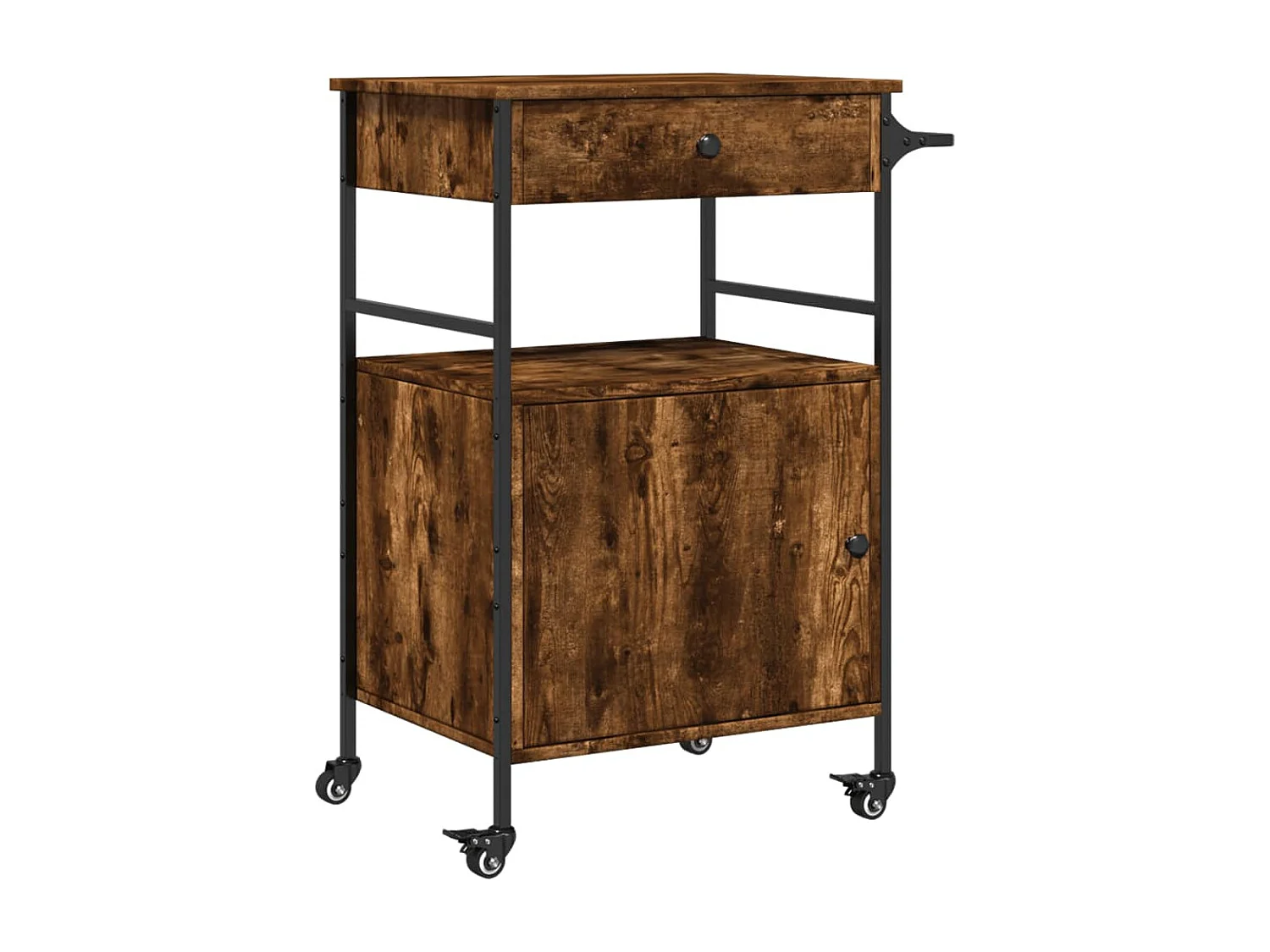 Chariot de cuisine chêne fumé 56x43x89,5 cm bois d'ingénierie