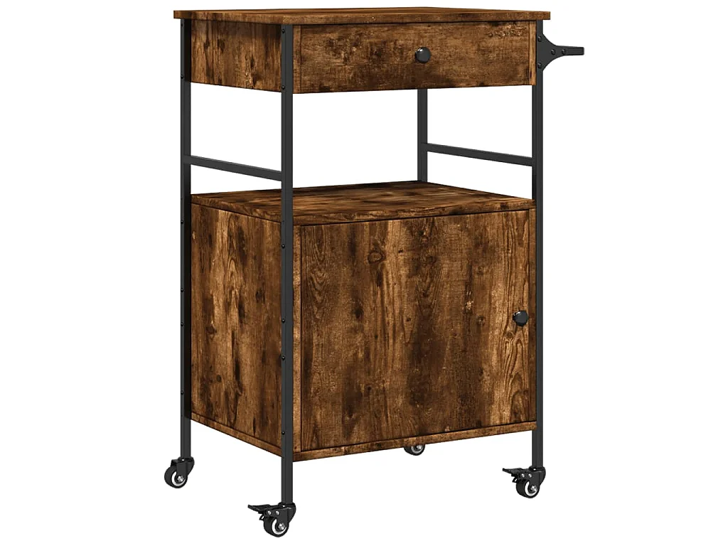 Carrello da Cucina Rovere Fumo 56x43x89,5 cm Legno Multistrato