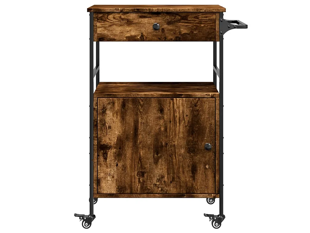 Carrello da Cucina Rovere Fumo 56x43x89,5 cm Legno Multistrato