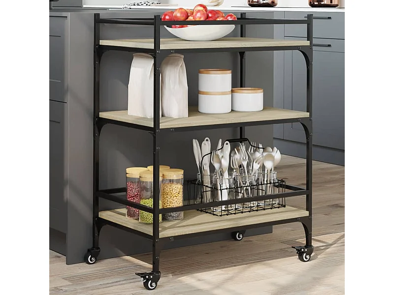 Carrito de cocina madera ingeniería roble Sonoma 65x40x86,5 cm