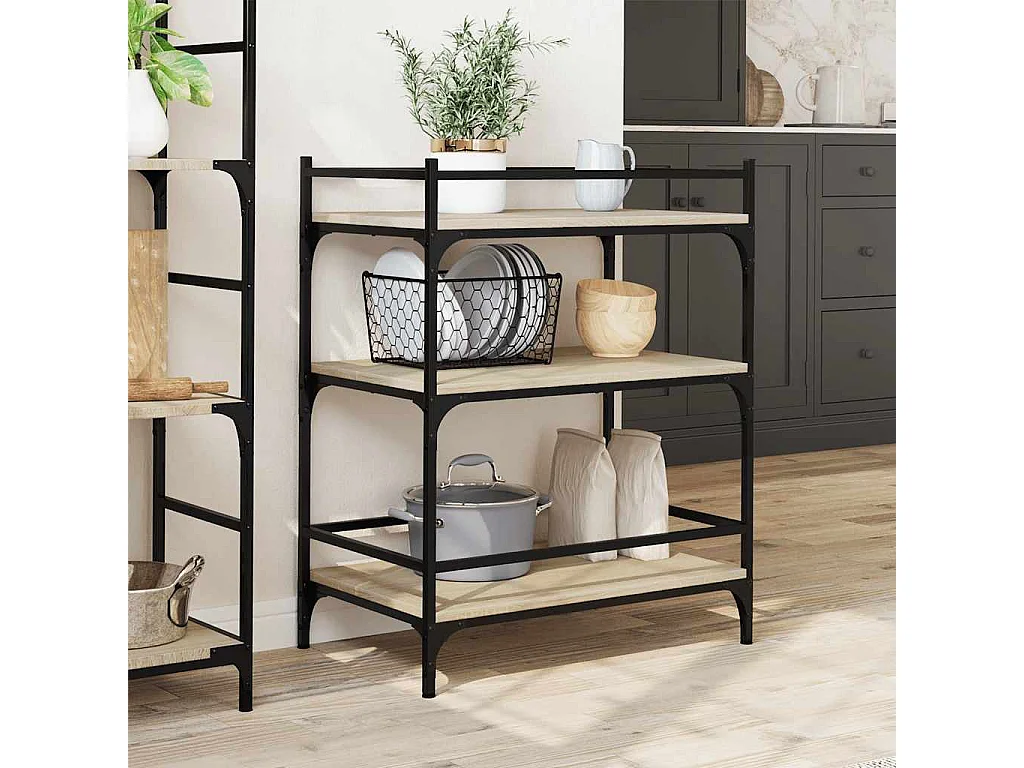 Chariot de cuisine chêne sonoma 65x40x86,5 cm bois d'ingénierie