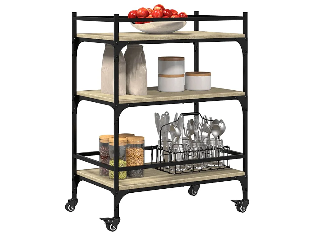 Chariot de cuisine chêne sonoma 65x40x86,5 cm bois d'ingénierie