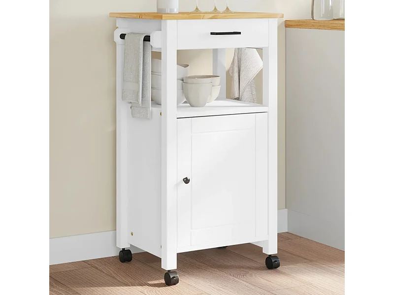 Carrello da Cucina MONZA 48x40x90 cm in Legno Massello di Pino