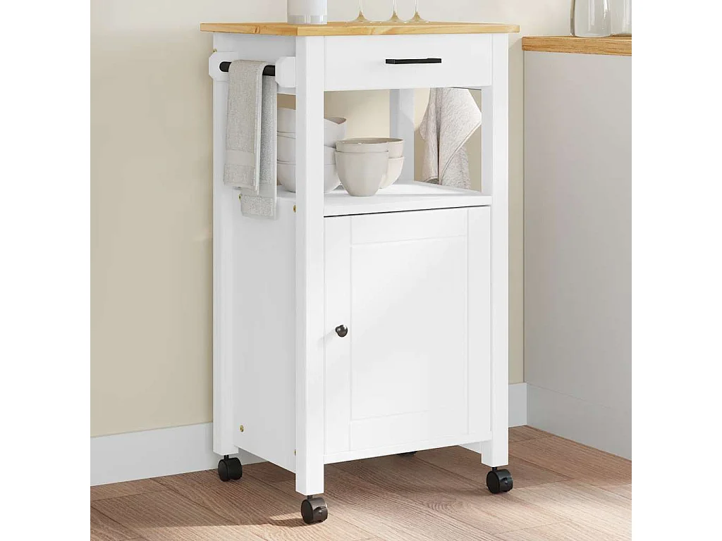 Chariot de cuisine MONZA 48x40x88,5 cm bois massif de pin