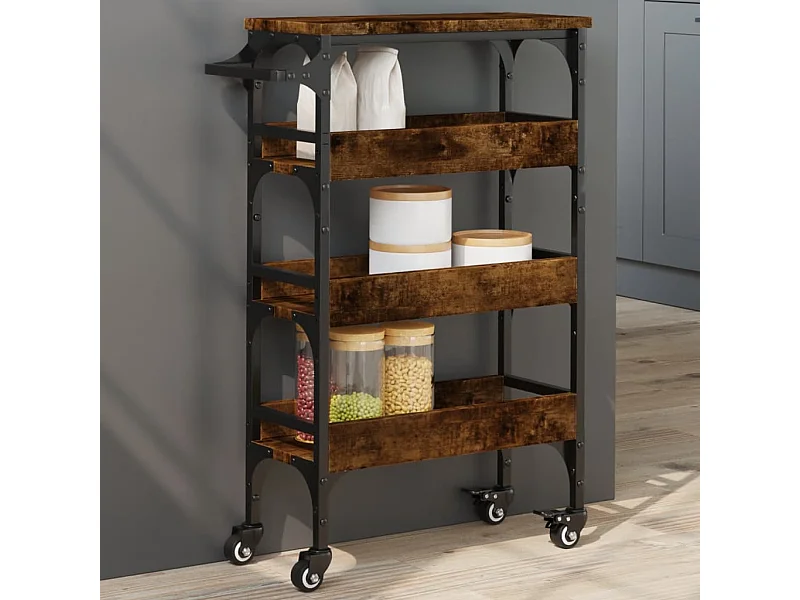 Küchenwagen Räuchereiche 53x20x76 cm Holzwerkstoff