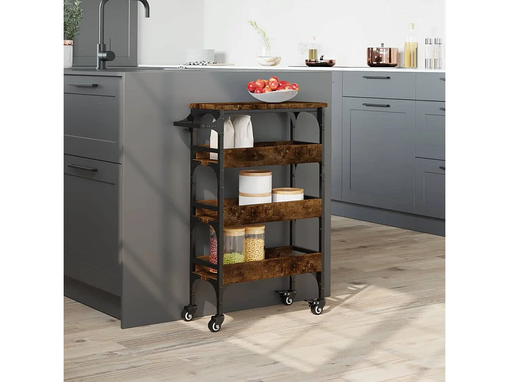 Küchenwagen Räuchereiche 53x20x76 cm Holzwerkstoff