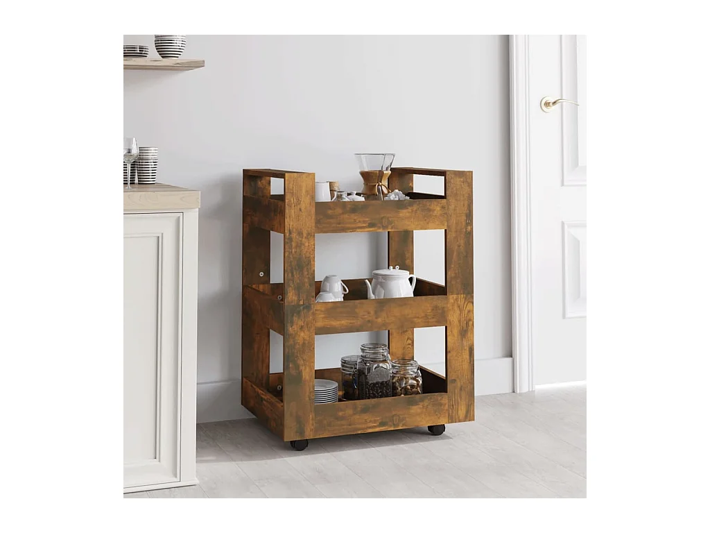 Carrello da Cucina rovere fumo 60x45x80 cm Legno Multistrato