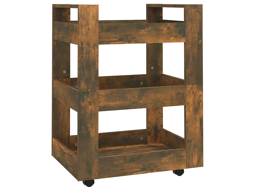 Chariot de cuisine Chêne fumé 60x45x80 cm Bois d'ingénierie