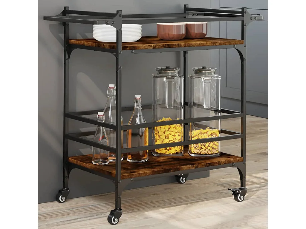 Küchenwagen Räuchereiche 82x40x78,5 cm Holzwerkstoff