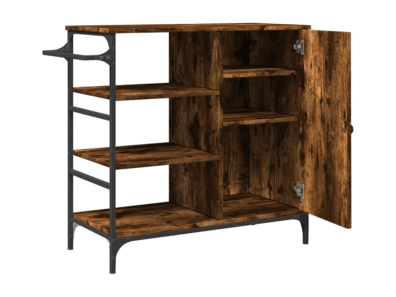 Chariot de cuisine chêne fumé 87,5x38,5x84,5 cm bois ingénierie