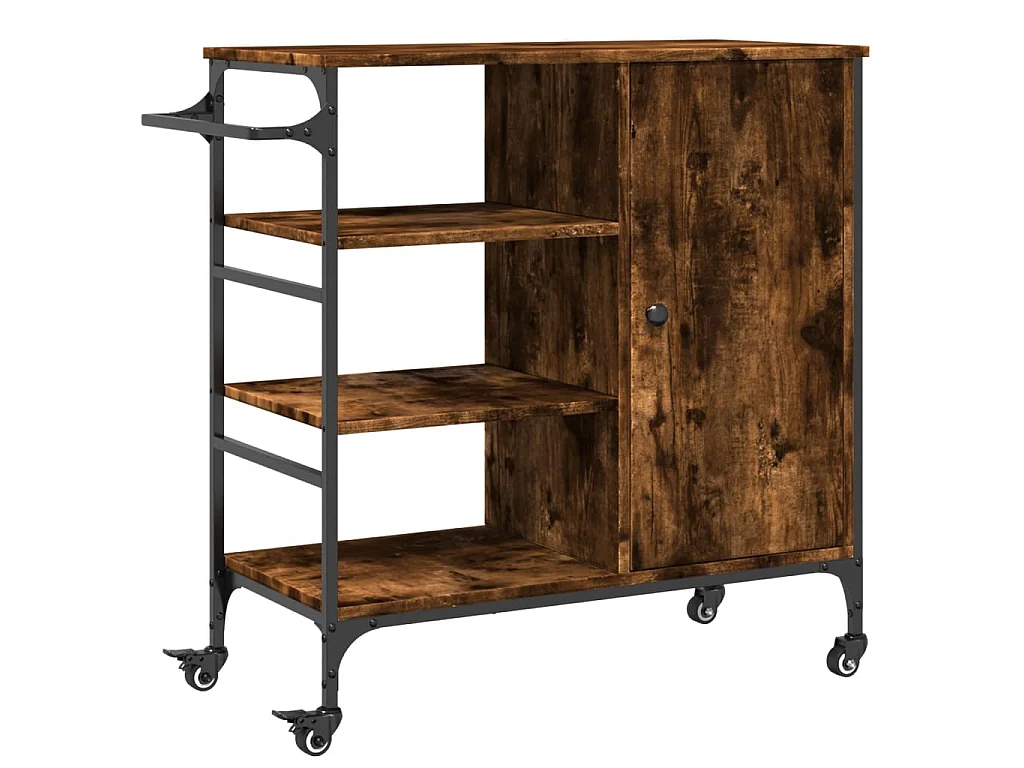 Chariot de cuisine chêne fumé 87,5x38,5x84,5 cm bois ingénierie