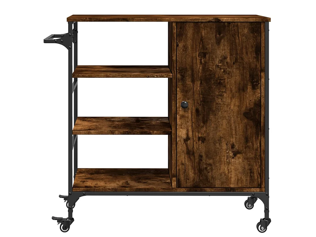 Chariot de cuisine chêne fumé 87,5x38,5x84,5 cm bois ingénierie