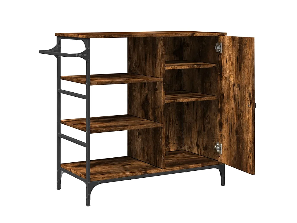 Chariot de cuisine chêne fumé 87,5x38,5x84,5 cm bois ingénierie