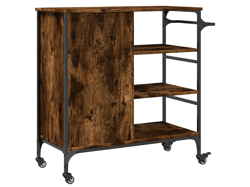 Chariot de cuisine chêne fumé 87,5x38,5x84,5 cm bois ingénierie