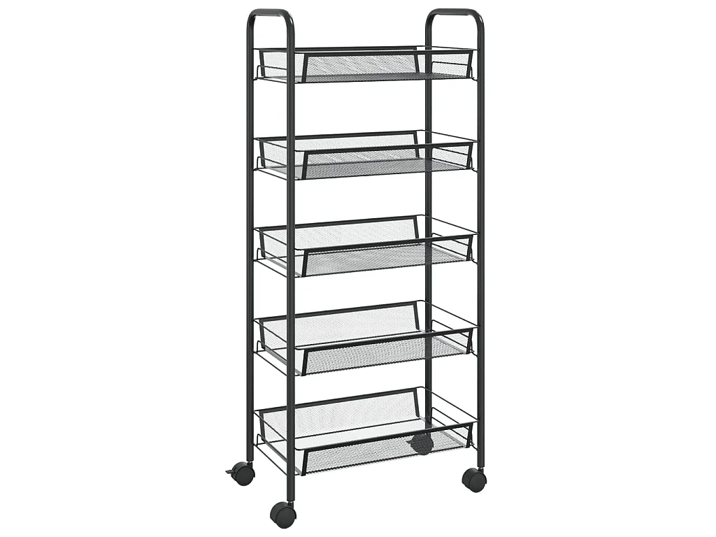 Chariot de cuisine à 5 niveaux Noir 46x26x105 cm Fer