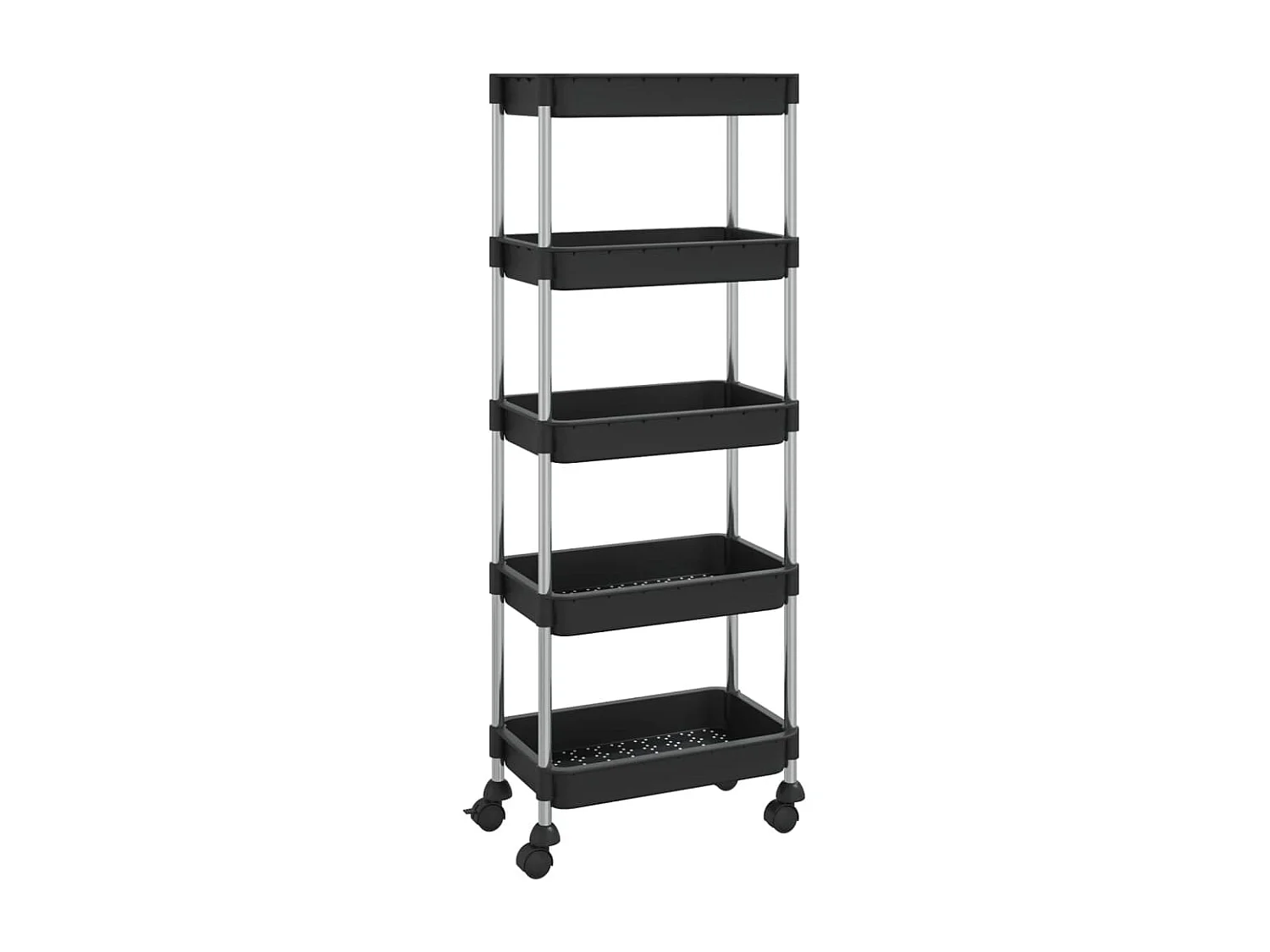 Carrello da Cucina 5 Ripiani Nero 42x29x128 cm Ferro e ABS