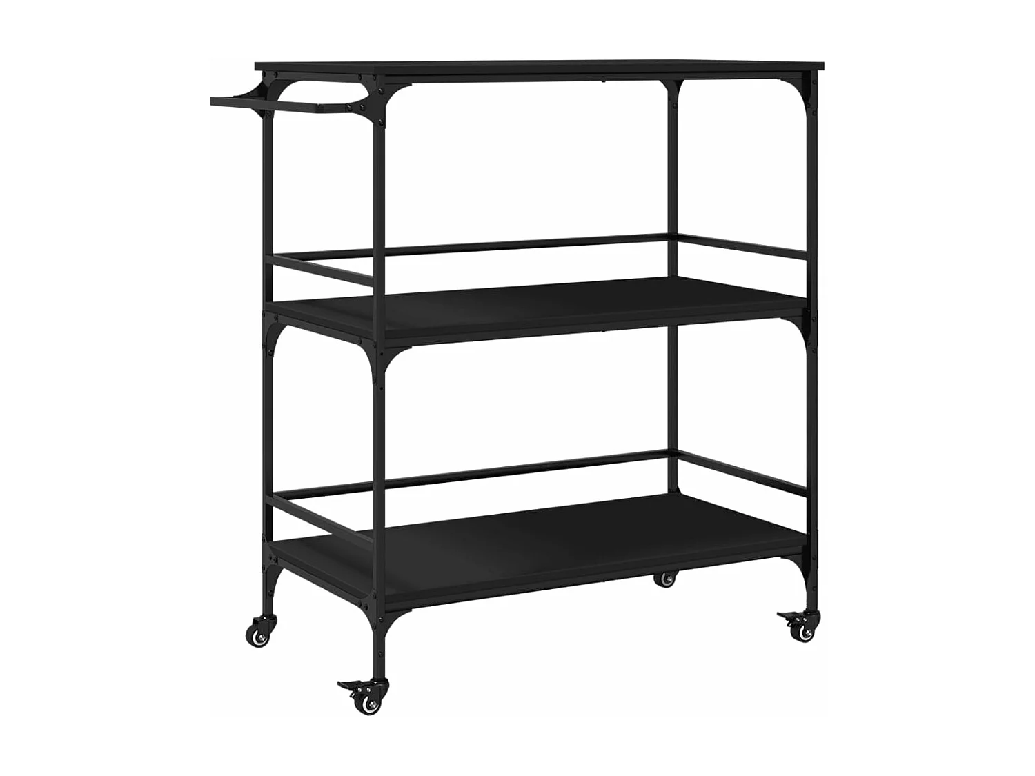 Carrello da Cucina Nero 100,5x50x105 cm in Legno Multistrato