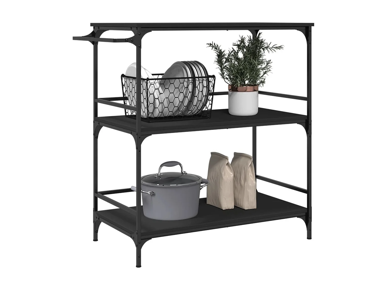 Carrello da Cucina Nero 100,5x50x105 cm in Legno Multistrato