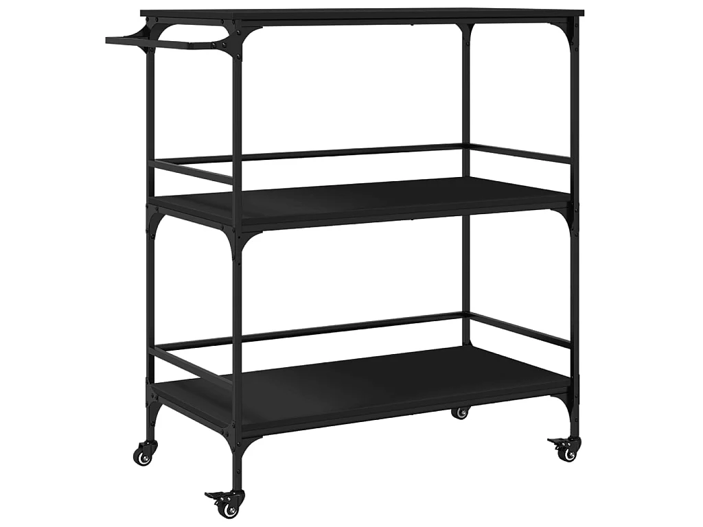 Chariot de cuisine noir 100,5x50x105 cm bois d'ingénierie