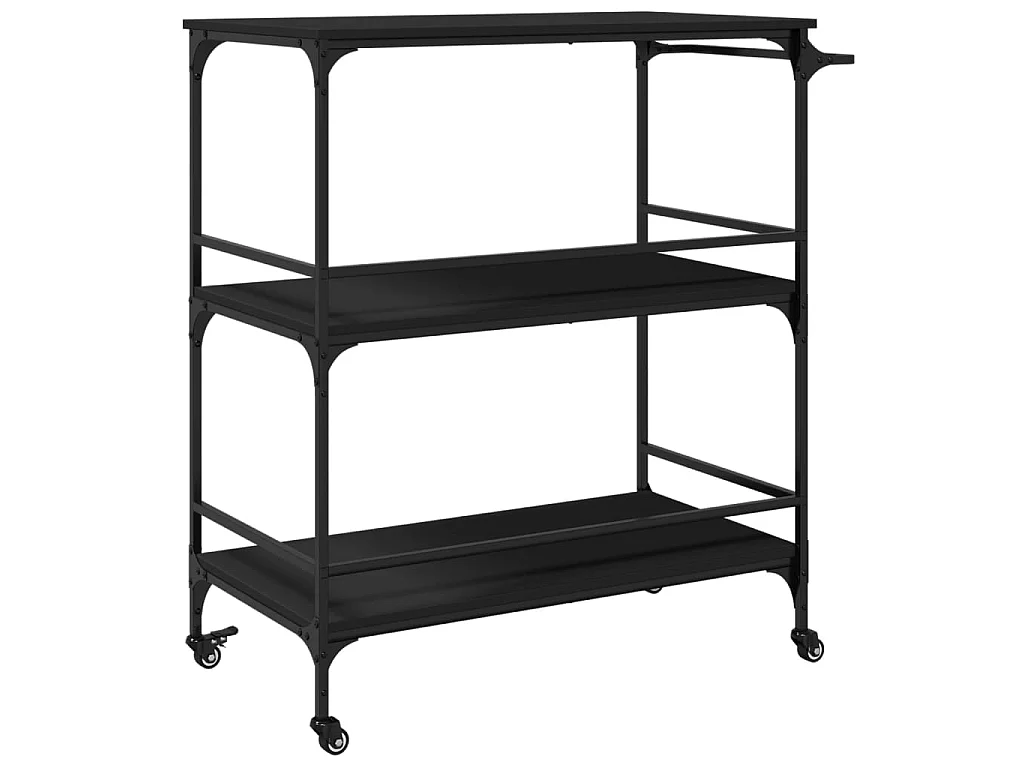 Chariot de cuisine noir 100,5x50x105 cm bois d'ingénierie