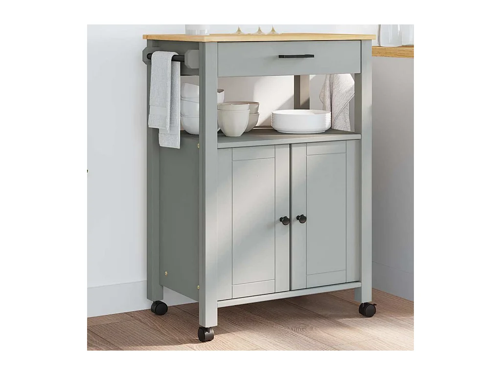 Chariot de cuisine MONZA 60x40x88,5 cm bois massif de pin